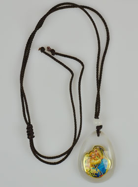 Médaille Goutte en Verre - Vierge à l'Enfant Jésus - sur Cordon (pic 1)