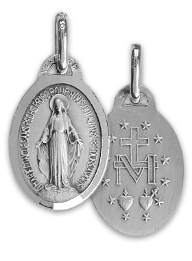 Médaille Miraculeuse Bords Brillant en Argent Massif - 15 mm (pic 1)