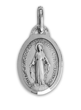 Médaille Miraculeuse Bords Brillant en Argent Massif - 15 mm (pic 2)