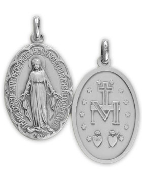 Médaille Miraculeuse Festonnée en Argent Massif - 35 mm (pic 1)