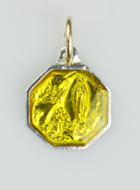Médaille Notre Dame de Lourdes 11mm - Jaune (pic 1)