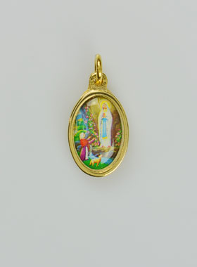 Médaille Notre Dame de Lourdes Dorée - 14 mm (pic 1)