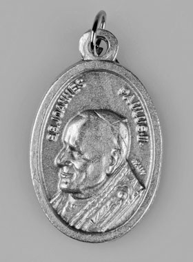 Médaille Religieuse Pape Bienheureux Jean-Paul 2 Argentée (pic 1)