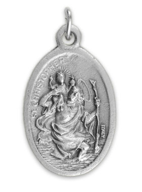 Médaille Religieuse Saint Christophe Argentée - 20 mm (pic 1)