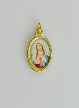 Médaille Sacré-Coeur de Marie Dorée - 15mm (pic 1)