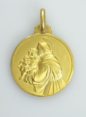 Médaille Saint Antoine de Padoue en Plaqué Or - 18mm (pic 1)