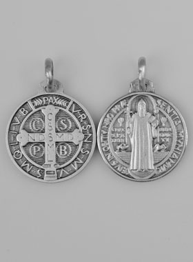 Médaille Saint Benoit en Argent Massif - 10mm (pic 2)
