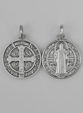 Médaille Saint Benoit en Argent Massif - 12mm (pic 2)