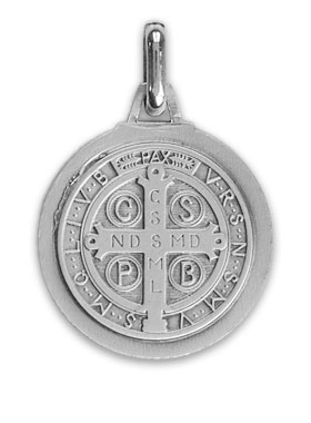 Médaille Saint Benoit en Argent Massif Bords Brillant - 18 mm (pic 3)