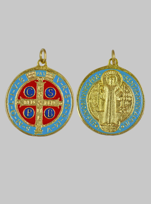 Médaille Saint Benoit Métal Doré - 3cm (pic 2)