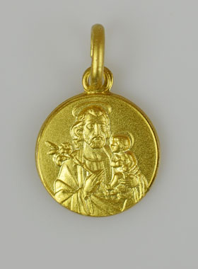 Médaille Saint Joseph en Plaqué Or - 12 mm (pic 1)