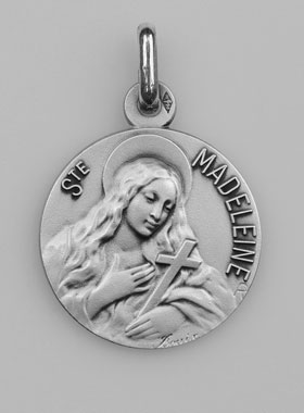 Médaille Sainte Marie-Madeleine en Argent Massif - 18mm (pic 1)