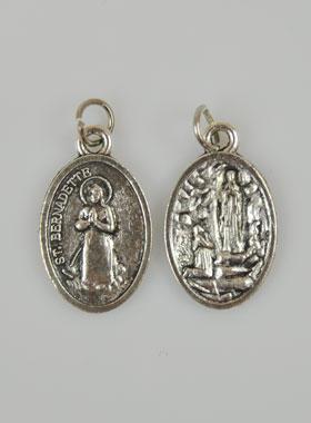 Médaille Ste Bernadette et Notre Dame de Lourdes en Métal - 20mm (pic 1)