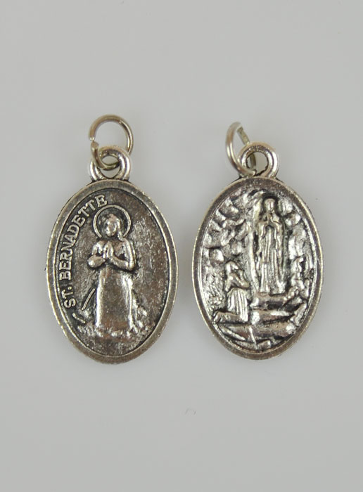 Médaille Ste Bernadette et Notre Dame de Lourdes en Métal - 20mm (pic 2)