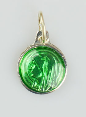 Médaille Vierge Marie 10mm - Couleur Vert (pic 1)