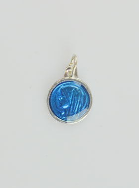 Médaille Vierge Marie Bleue - Argent et Email - 10mm (pic 1)