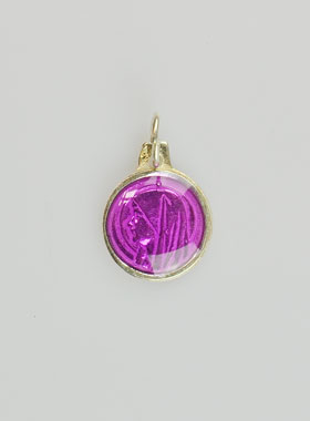 Médaille Vierge Marie Violette - Argent et Email - 10mm (pic 1)