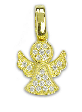 Pendentif Ange-Gardien en Plaqué Or et Diamants Strass - 10 mm (pic 1)