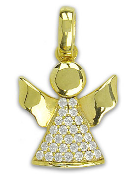 Pendentif Ange-Gardien en Plaqué Or et Diamants Strass - 15 mm (pic 1)