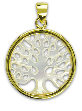 Pendentif Arbre de Vie en Plaqué Or et Nacre - 20 mm (pic 1)