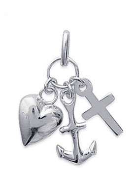 Pendentif Coeur, Ancre et Croix en Argent Massif (pic 1)