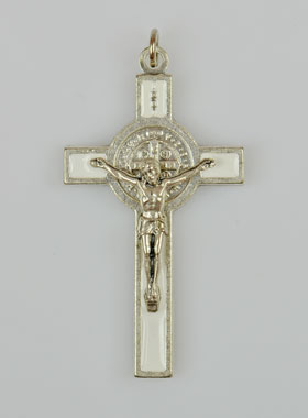 Pendentif Croix de Saint Benoit - Blanc - 5cm (pic 1)
