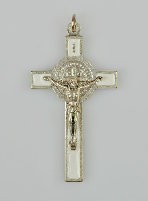 Pendentif Croix de Saint Benoit - Blanc - 5cm (pic 2)