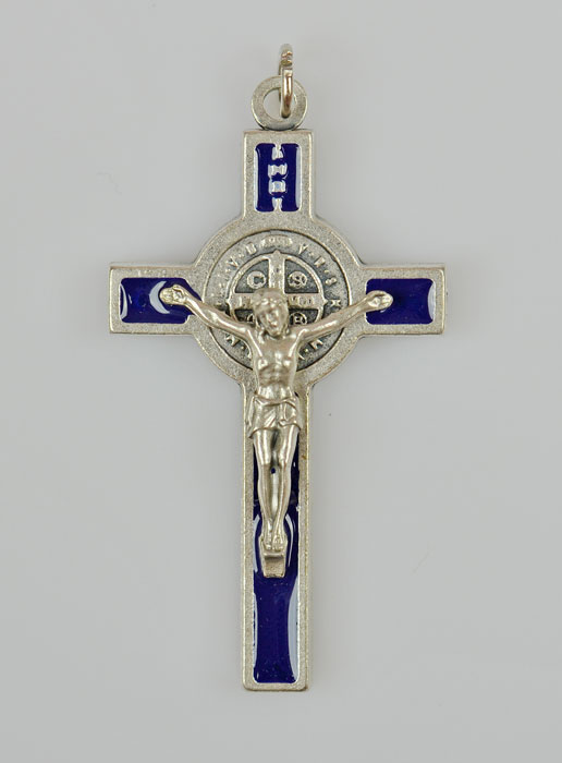Pendentif Croix de Saint Benoit - Bleu - 5cm (pic 2)