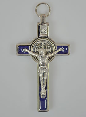 Pendentif Croix de Saint Benoit - Bleu - 8cm (pic 1)