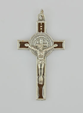 Pendentif Croix de Saint Benoit - Marron - 5cm (pic 1)