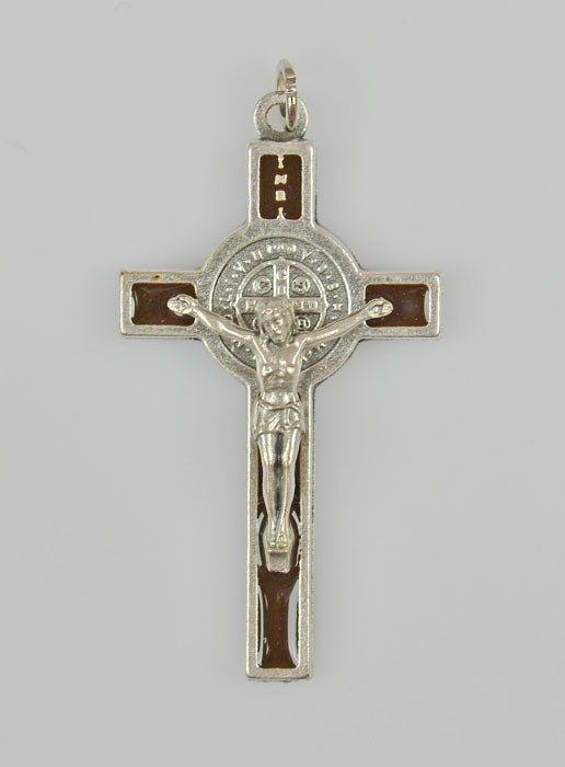 Pendentif Croix de Saint Benoit - Marron - 5cm (pic 2)