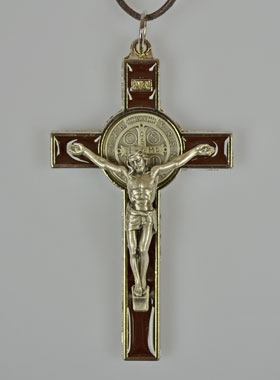 Pendentif Croix de Saint Benoit - Marron - 8cm (pic 1)