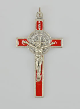 Pendentif Croix de Saint Benoit - Rouge - 5cm (pic 1)