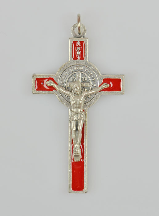 Pendentif Croix de Saint Benoit - Rouge - 5cm (pic 2)