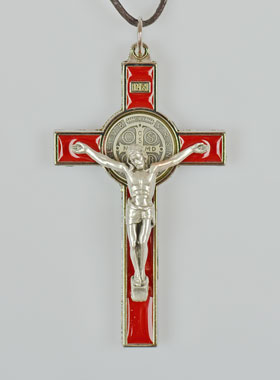 Pendentif Croix de Saint Benoit - Rouge - 8cm (pic 1)