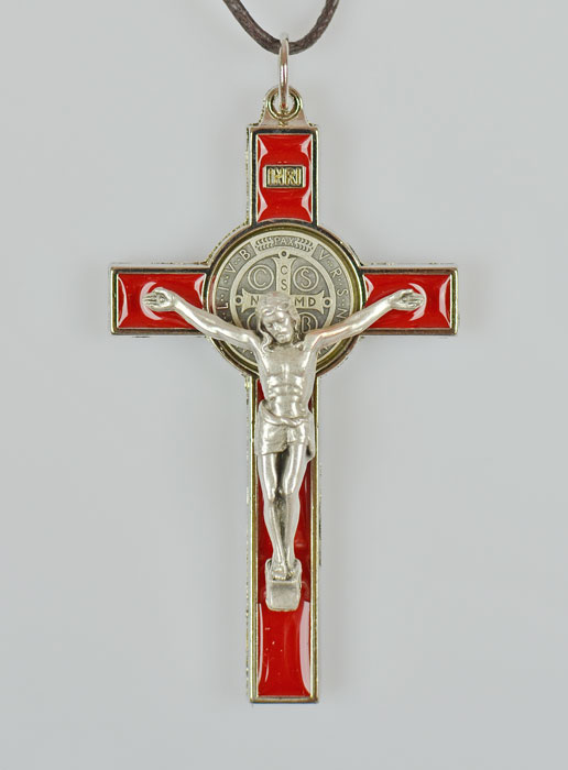 Pendentif Croix de Saint Benoit - Rouge - 8cm (pic 2)