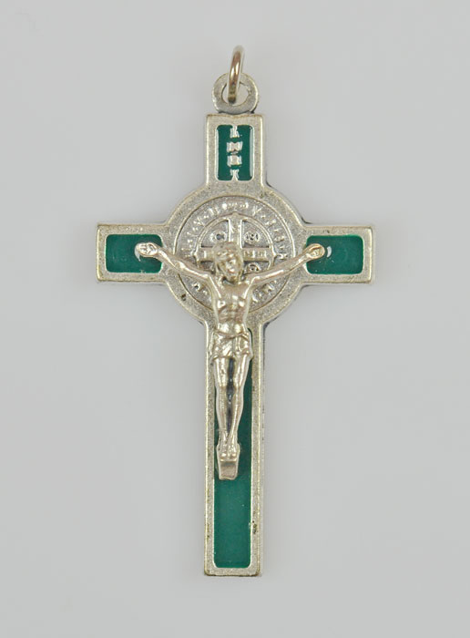 Pendentif Croix de Saint Benoit - Vert - 5cm (pic 2)