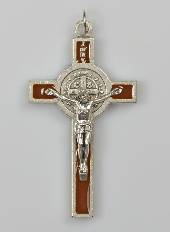 Pendentif Croix de Saint Benoit Marron 5 cm (pic 2)