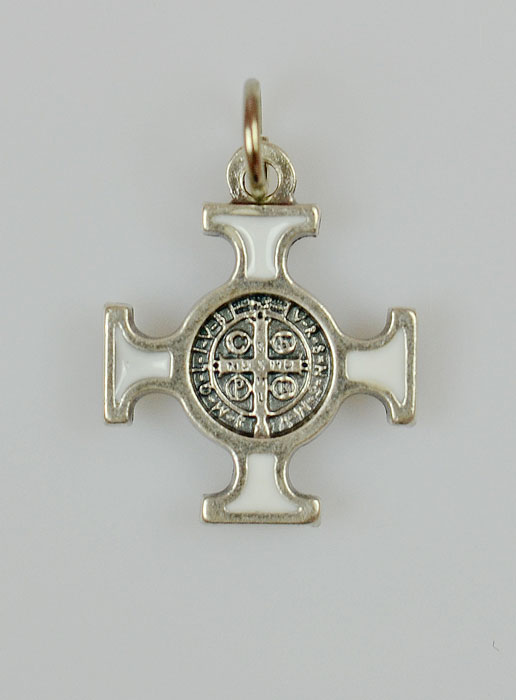 Pendentif Croix de Saint Benoit Métal - Blanc - 2cm (pic 2)