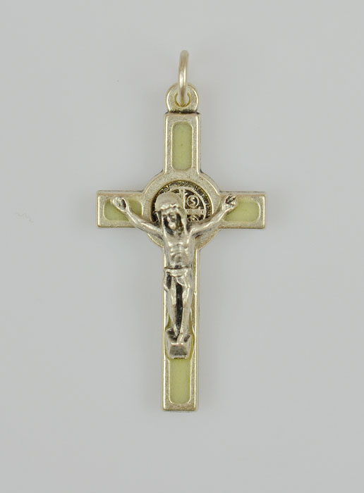 Pendentif Croix de Saint Benoit Métal - Fluo - 4cm (pic 2)