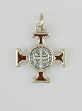 Pendentif Croix de Saint Benoit Métal - Marron - 2cm (pic 1)