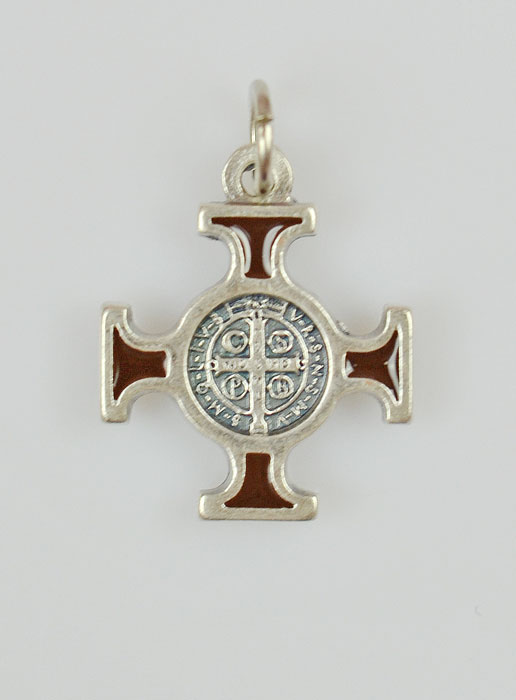 Pendentif Croix de Saint Benoit Métal - Marron - 2cm (pic 2)