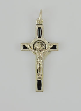 Pendentif Croix de Saint Benoit Métal - Noir - 4cm (pic 1)