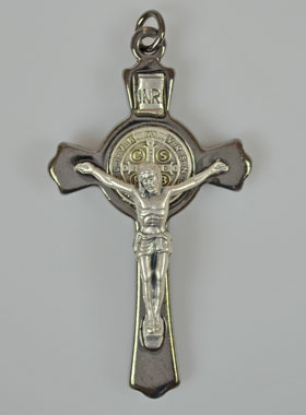 Pendentif Croix de Saint Benoit Noir en Hématite - 7cm (pic 1)