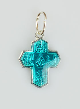 Pendentif Croix des Saints 15mm - Bleu de Lourdes (pic 1)