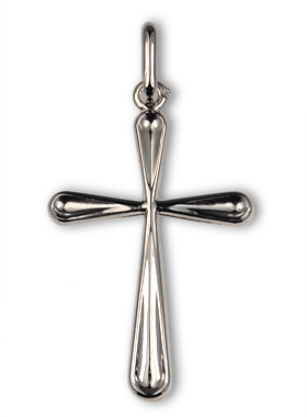 Pendentif Croix du Christ en Argent Rhodié - 25 mm (pic 1)