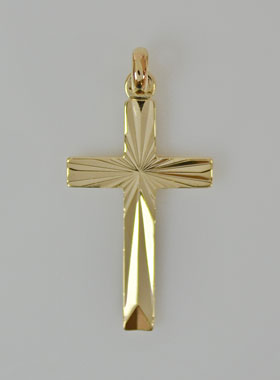 Pendentif Croix Sculptée en Plaqué Or (pic 1)
