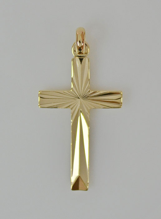 Pendentif Croix Sculptée en Plaqué Or (pic 2)