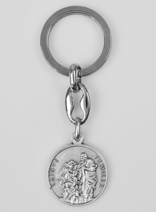 Porte-Clés de la Sainte Famille Argenté avec Prière (pic 2)