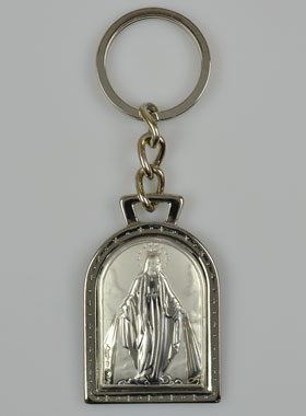Porte-Clés de la Vierge Miraculeuse Rue du Bac - Argent Massif - 5 cm (pic 1)